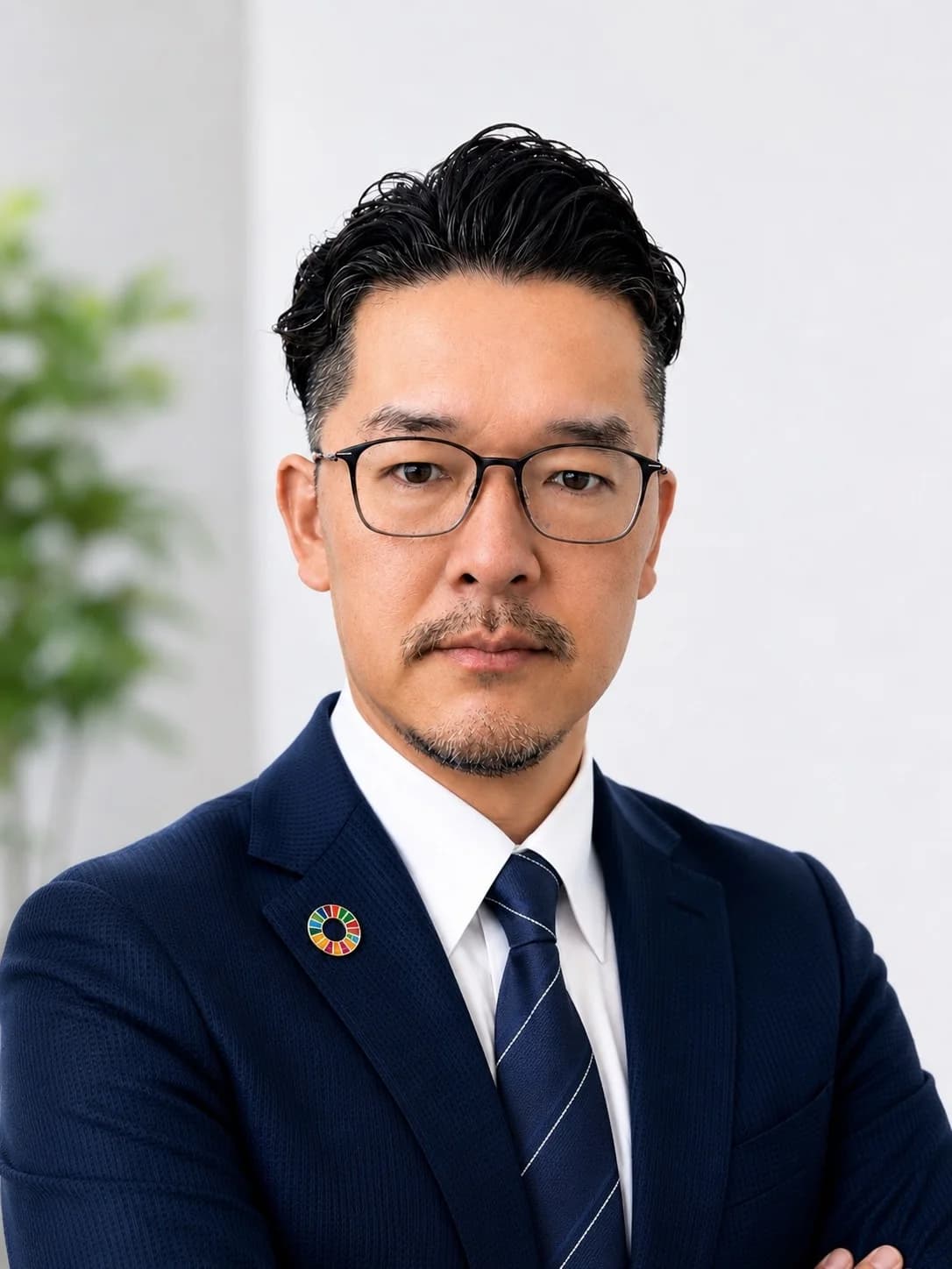 代表 西川和男が腕を組む姿